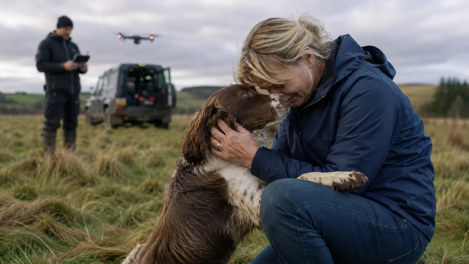 Owner reunited with their dog after a drone search